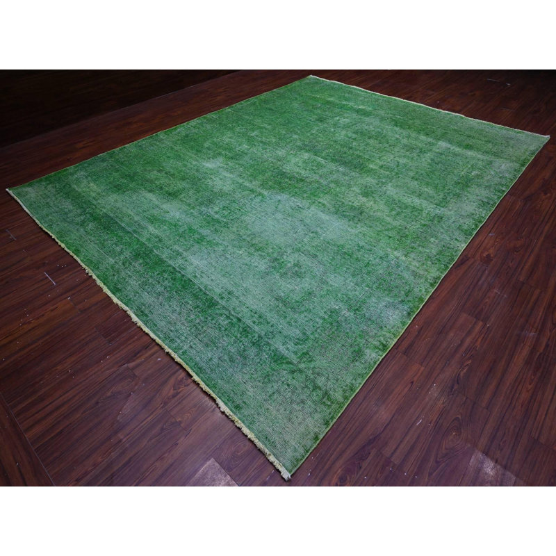 Tapis vert forêt rétro 9 pi 7 po x 12 pi 7 po Karman