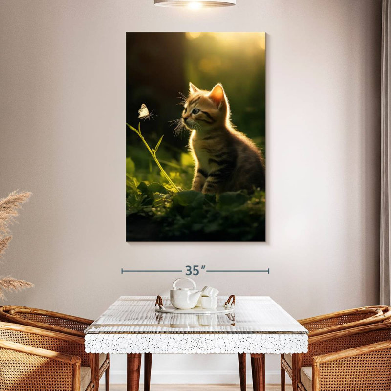 Brampt Kitten Watching Butterfly, 51" H x 34" W