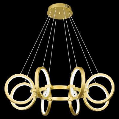 8-Light Modern Led Chandelier Dimmable Round Pendant Light Fixtures For Kitchen Island Living Room