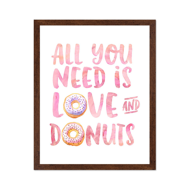 Love and Donuts, Affiche, H 11 po x l 14 po, Encadrement brun
