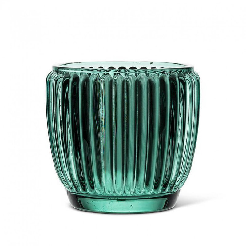 Ribbed Votive Candle Holder, Green