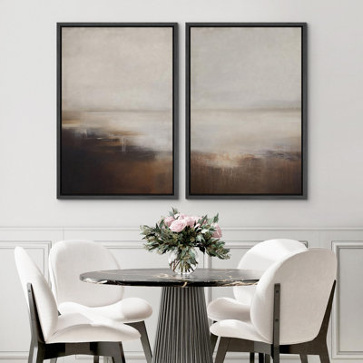 Neutral Landscape Subtle Brown and Grey Tones Illustrations Modern Art Decor Contemporary