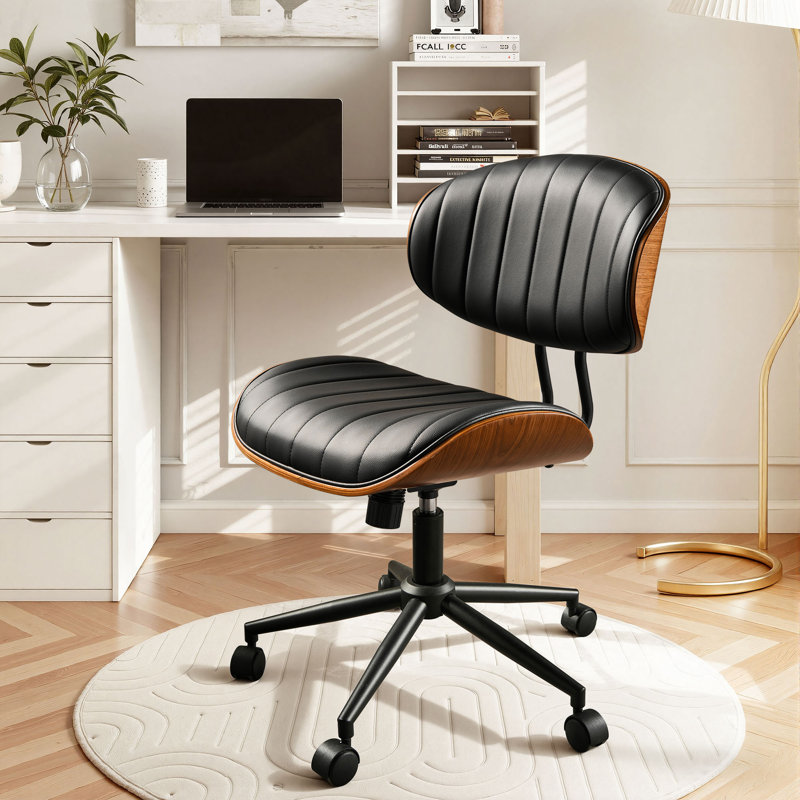 Chaise de bureau pivotante avec vérin à gaz Albaugh, Noir