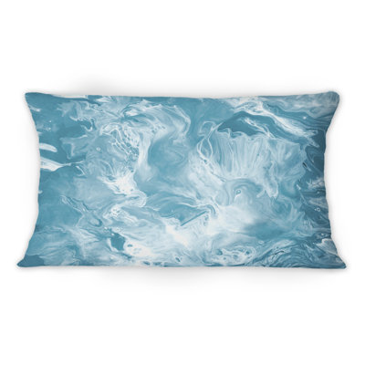 Coussin décoratif bleu clair à imprimé de nuages et art moderne