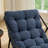 Outdoor Rocking Chair, Comfy Cushion, with Soft Thick Cushion,for Living Room, Bedroom, Reading Room, Black Frame with Navy blue Cushion-1301704947