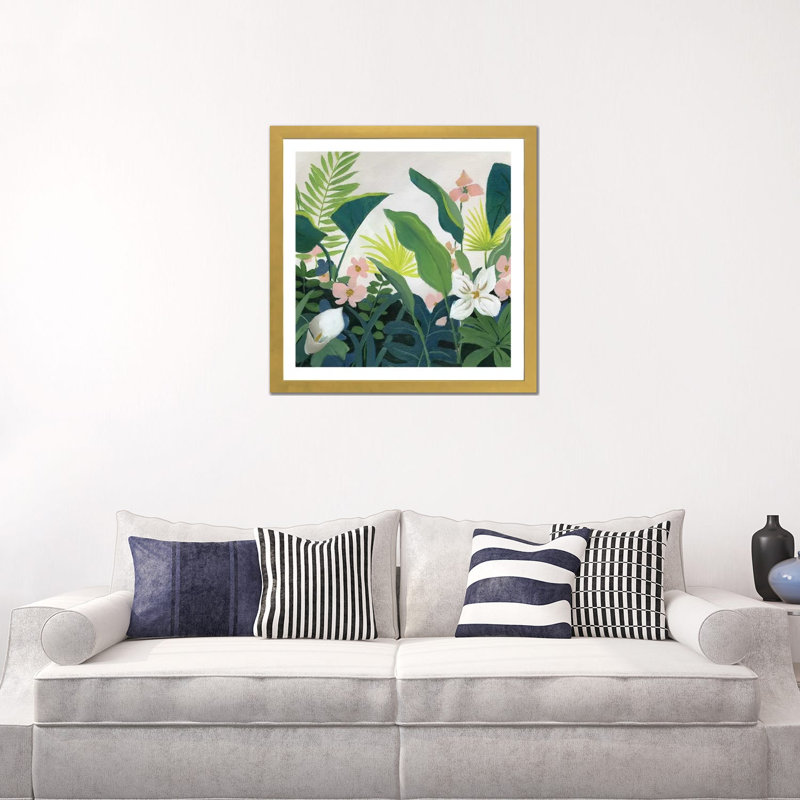 «Tropics» par Nan - reproduction imprimée, Encadrement doré, H 24 po x l 24 po x p 1 po