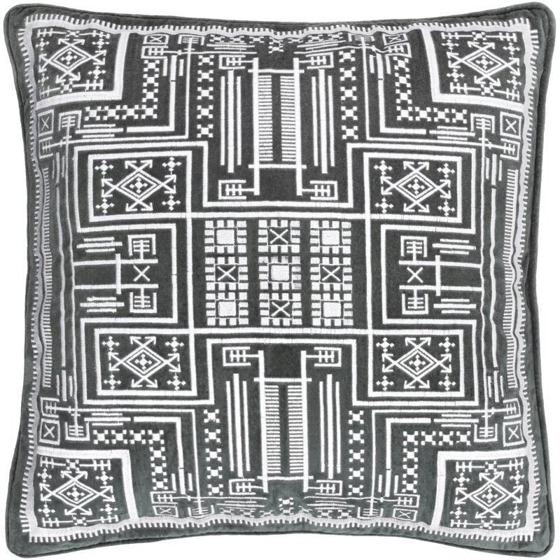 Camaxtli Textured Cotton Throw Pillow, 20" x 20", Dark Grey, Pillow Cover Only - No Insert