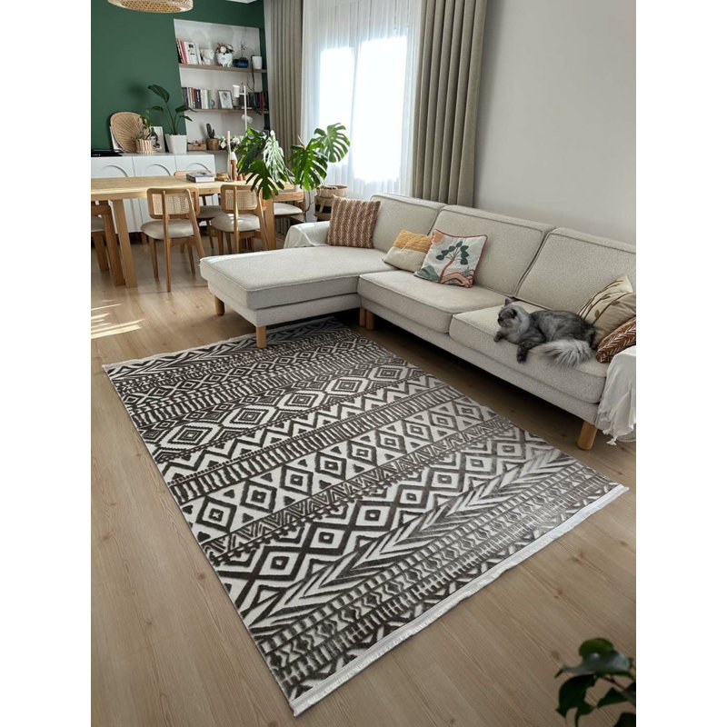 Tapis en coton Tilina avec envers antidérapant, Carré 6 pi 7 po