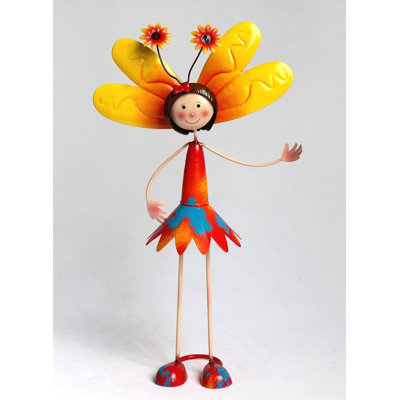 Happy Fairy With Wings Garden Sculpture