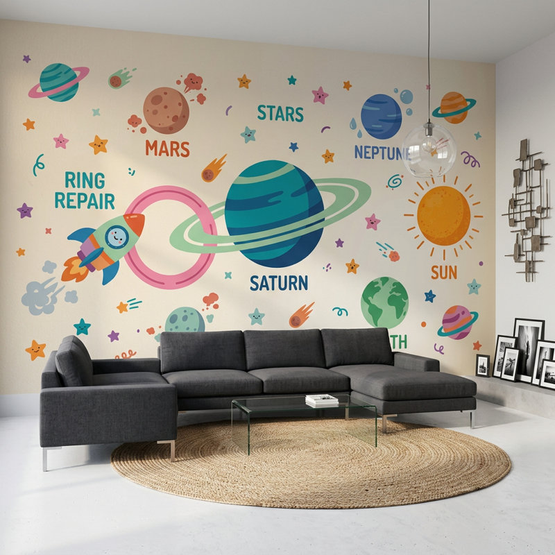 Murale Saturn, Peler et coller, 200 po x 120 po