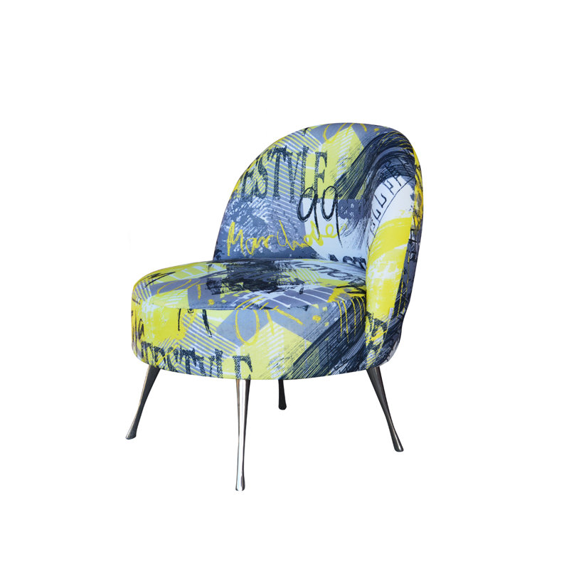 Zen Upholstered Accent Chair, Yellow/Grey