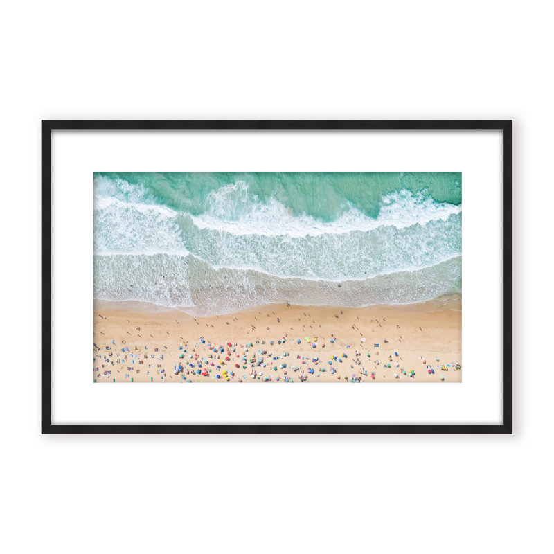 Coastal Retreat Summer Beach by  - Picture Frame Photograph on Paper, 32" H x 48" W x 1.125" D, Beige, Framed Matted Print