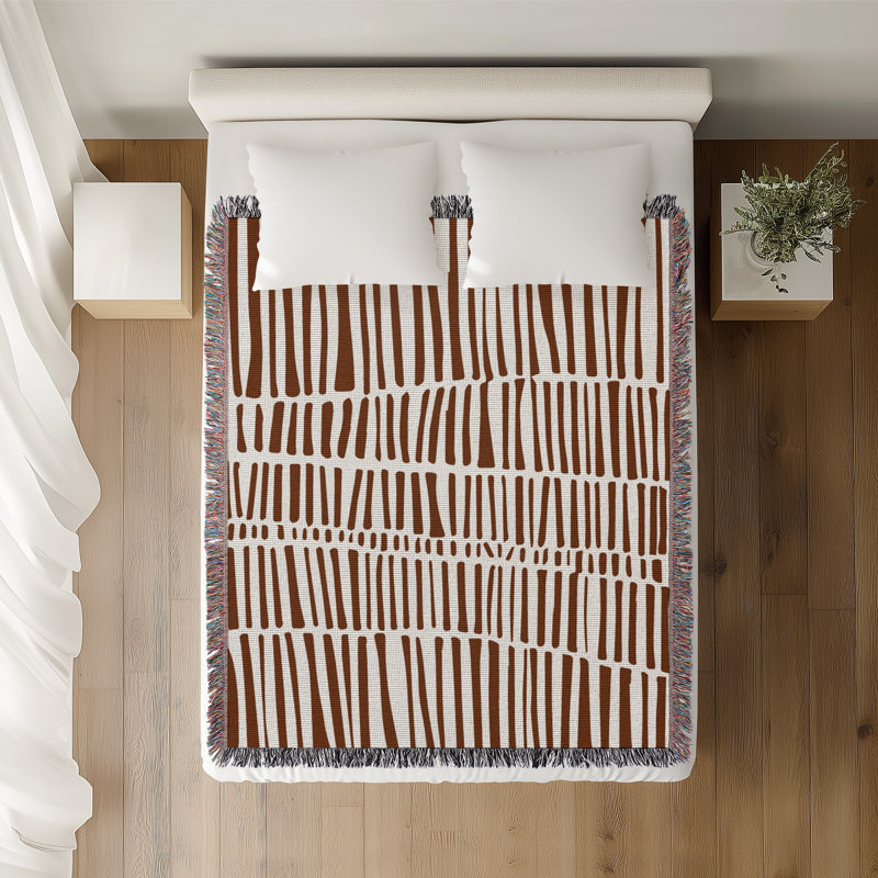 Jeté en coton Afia Tribal, 50 po x 70 po - Double / Double, Brun rouille