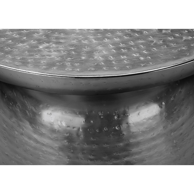Table d'appoint, tambour, côté, bout, table de chevet, lampe, métal chromé, contemporain, moderne
