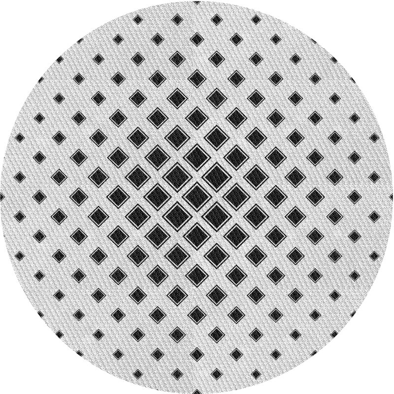 Tapis noir/gris à motifs, Rond 4 pi