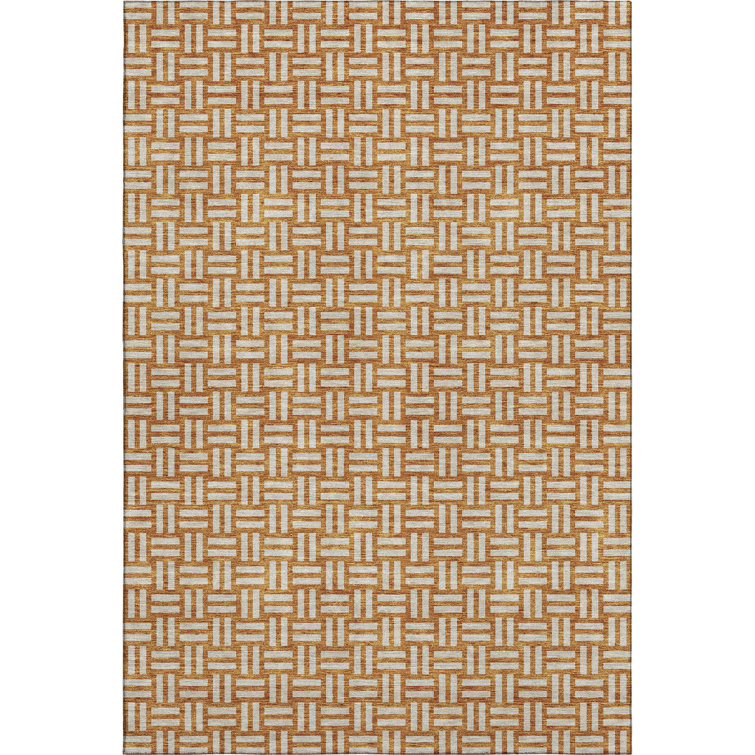 Premium Machine Washable Prisco Terracotta Rug