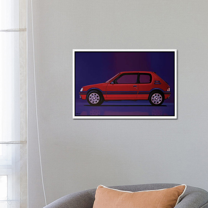 Peugeot 205 GTI 1984 1 Piece Wall Art on Canvas, 101.6 cm H x 66.04 cm W, White Floater Frame