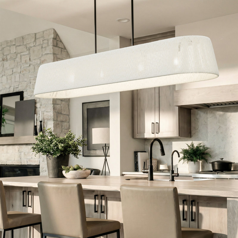 Luminaire suspendu à 5 lumières avec corde blanche