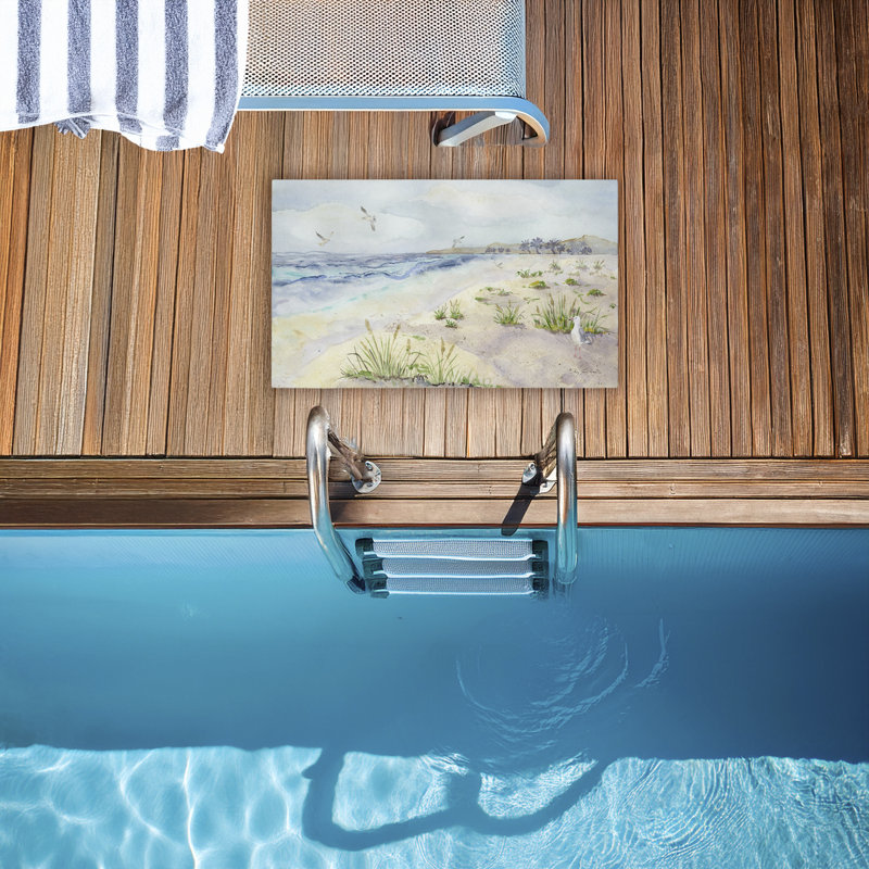 Tapis d'extérieur imprimé Seagull par Beach Shore, design par Audrey Jeanne Roberts, 18 po x 30 po