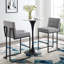 Tabouret de comptoir rembourré en acier inoxydable Privy-2128486962-2129647285