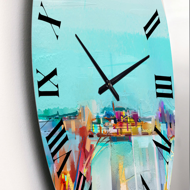 Abstrait paysage marin coloré IV - horloge murale moderne, Petit