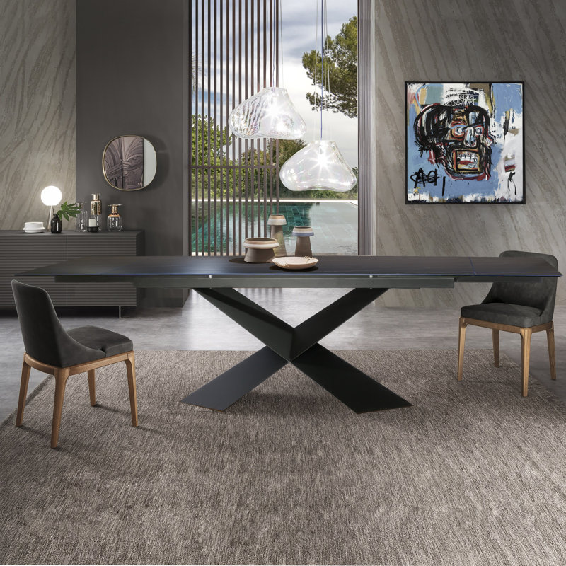 Extendable Metal Base Dining Table