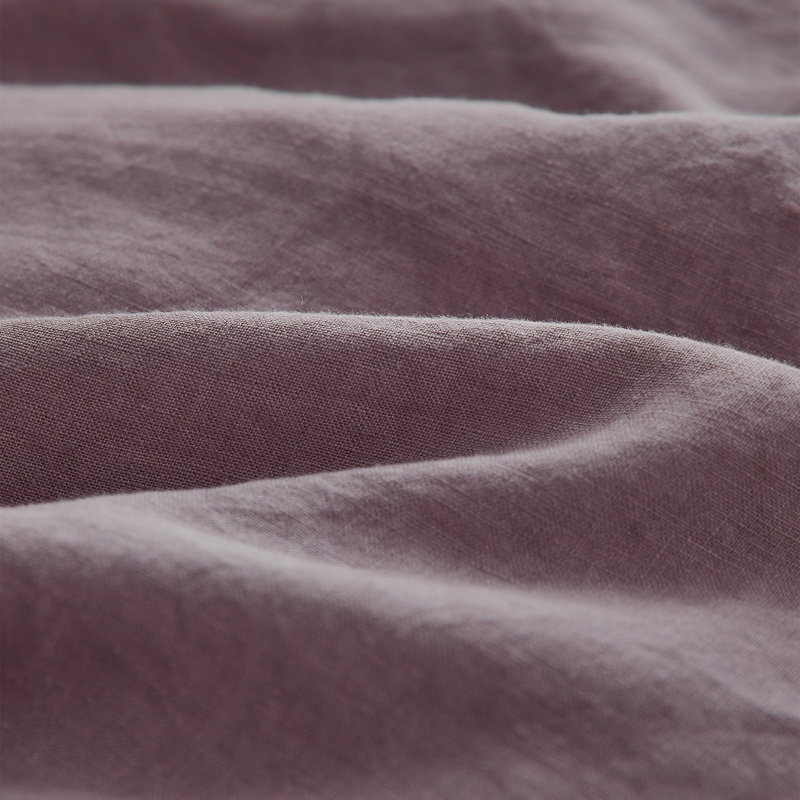 Linen Ruffled Duvet Cover Set, Queen Duvet Cover + 2 Standard Shams, Purple