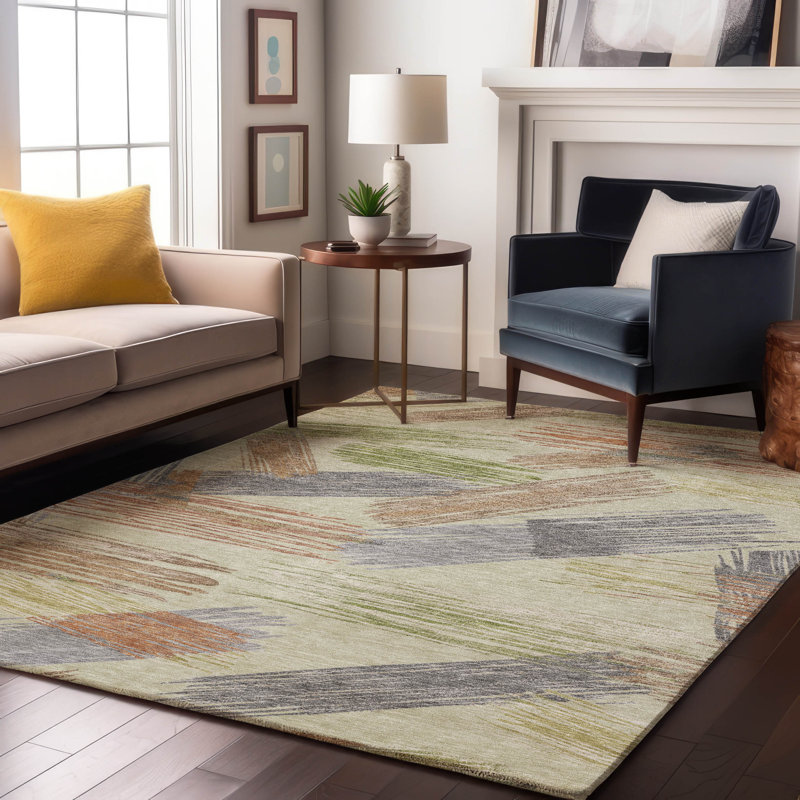 Tapis à rayures Mehara AMF1696 lavable à la machine de qualité supérieure, Rectangle 10 pi x 14 pi