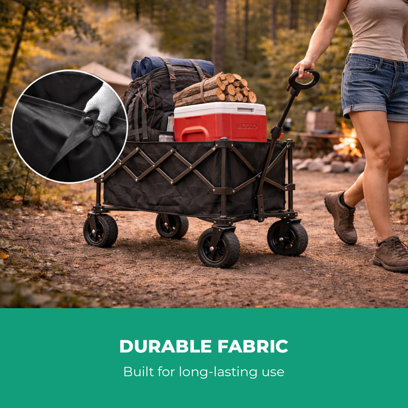 ROYALFORD Camping Trolley Wagon | Festival Trolley on Wheels 155L Large Capacity Foldable Cart | Heavy Duty 80kg Load | Collapsible Garden Cart for Camping, Utility Shopping & Outdoor Use