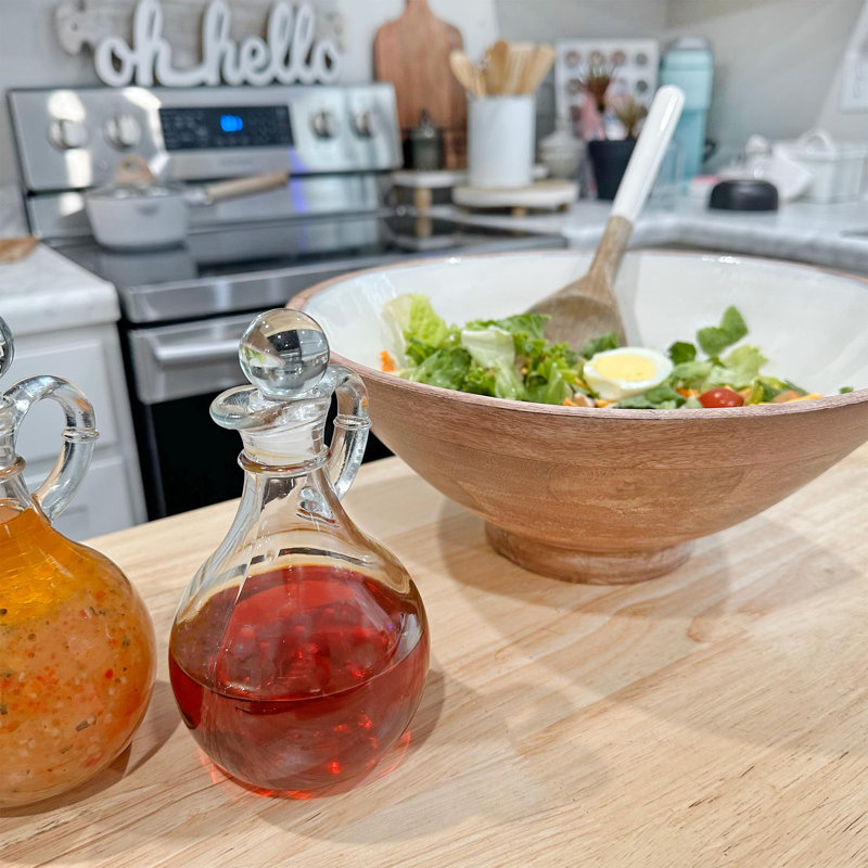 Huiliers et vinaigrettes en verre (lot de 2) ; flacons distributeurs d’huile/vinaigrettes ronds de 240 ml avec bouchon
