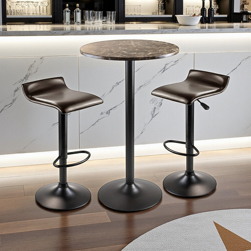 Croker Black and Espresso Finish 3-Pc Round Pub Table, 39.73" H X 23.52" D X 23.52" L