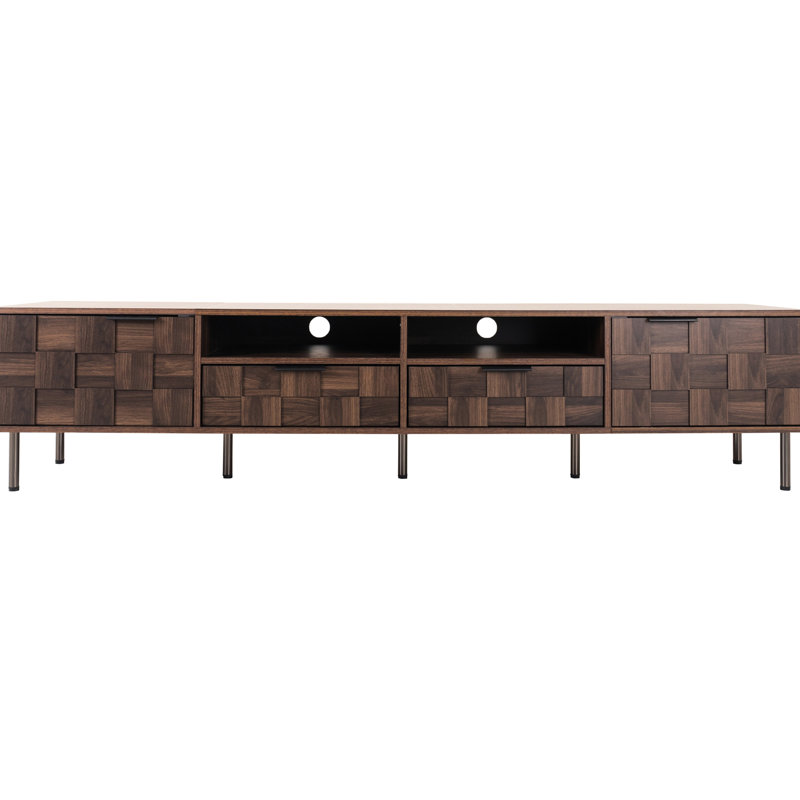 Tv Stand Up To 85": Mid Century With Plentiful Storage And 2 Drawers For Media Cabinet Drawers: Accommodates Up 85" Tvs