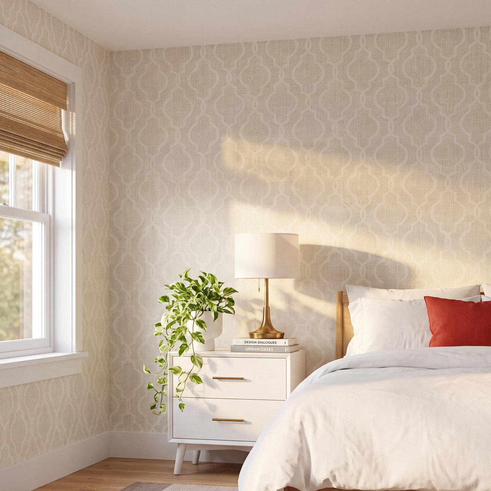 Paonia Wallpaper, White, Paper