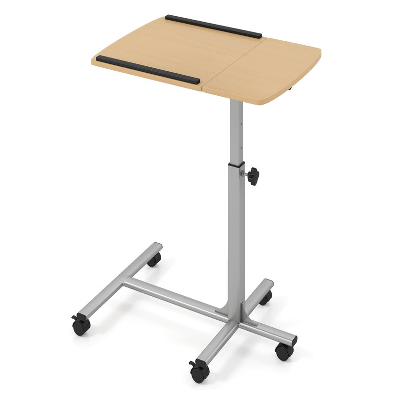 Bureau mobile à hauteur ajustable pour bureau pour portable, naturel et naturel