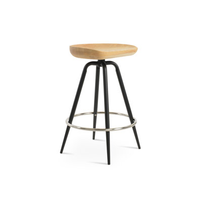 Cattelan Max Swivel Counter & Bar Stool In Solid Walnut