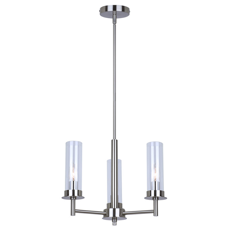 Benson 3 Light Rod Chandelier, Brushed Nickel, 3 Lights