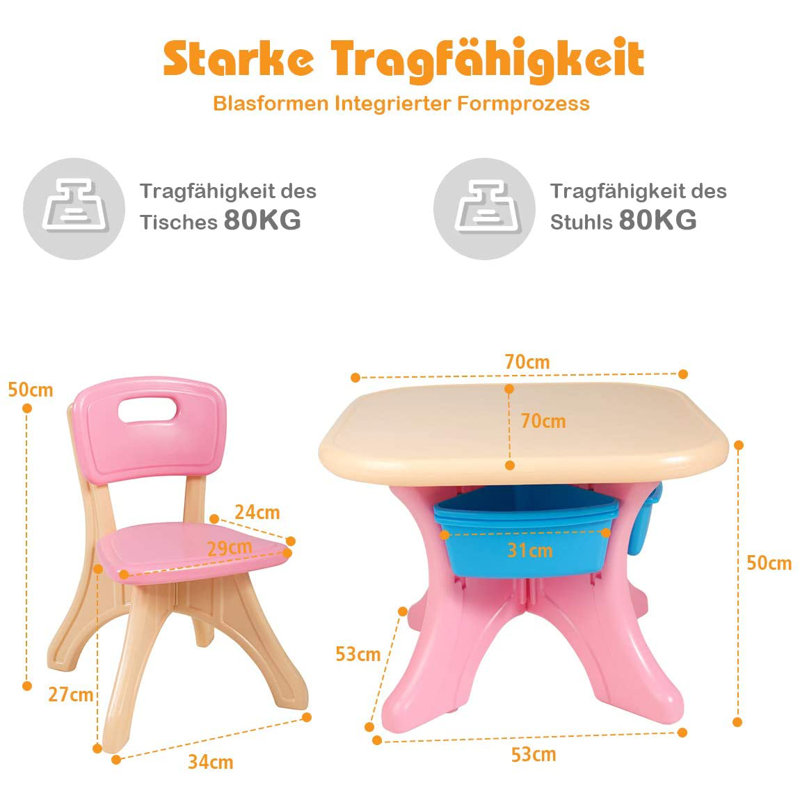 Gorse Kids Square Play Or Activity Table and Chair Set