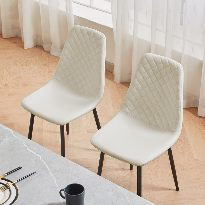 Wales Modern Upholstered Faux Leather Dining Chair, Black, Cream