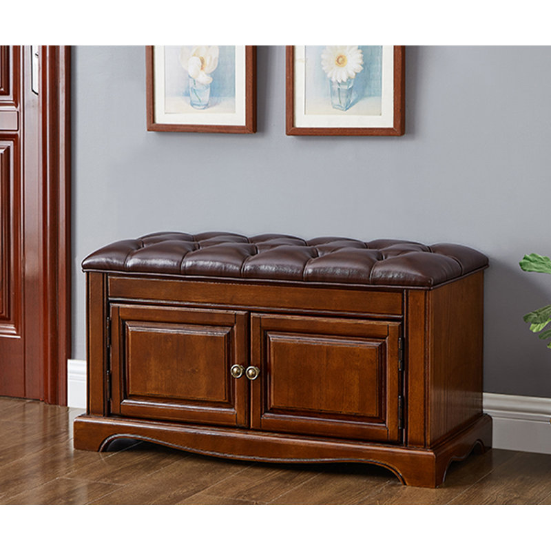 Banc de rangement pour chaussures en cuir de style rétro, Couleur de l'image