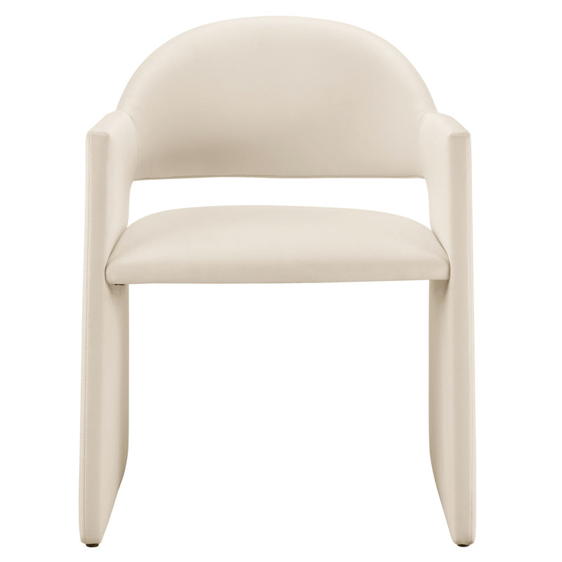 Talia Performance Velvet Dining Armchair, Alabaster