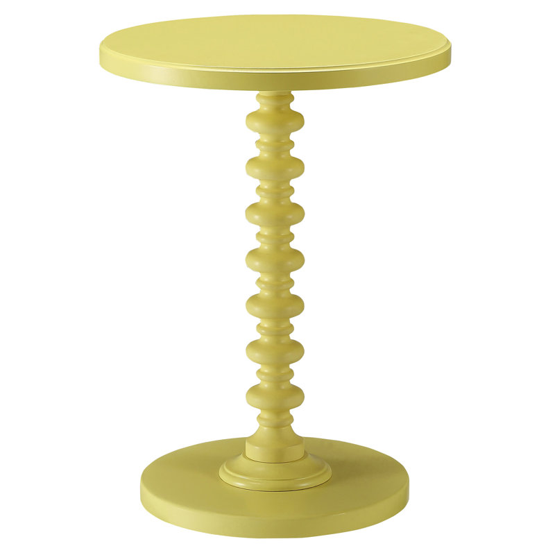 Table d'appoint en bois jaune avec un élégant piédestal en bois, Jaune