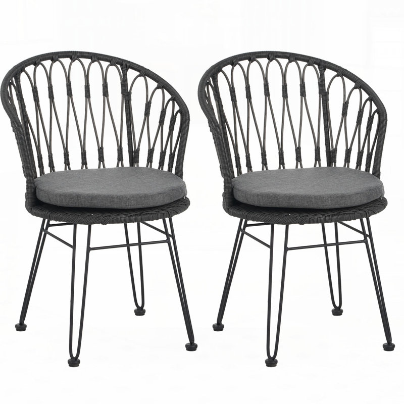 Outdoor Armless Chair, Grey/Black