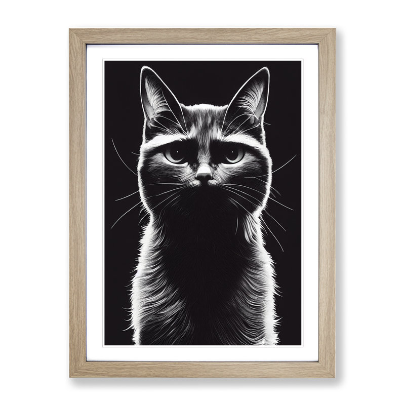 Striking Cat - Framed Print, 46cm H x 34cm W x 2cm D, Oak Framed