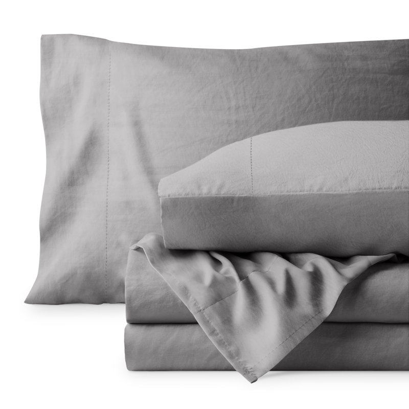 Washed Ultra-soft Microfiber Sheet Set, Twin XL Sheet Set with 1 Pillowcase, Frost Gray