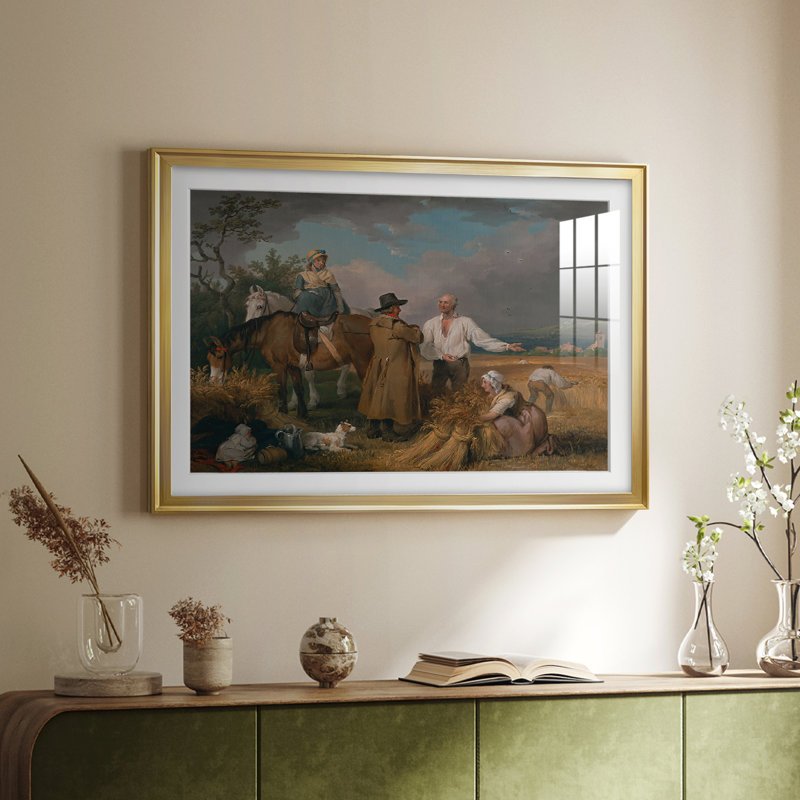 Reapers-George Stubbs-Toile tendue avec châssis, 1785, Impression encadrée, 22,5 x 30,5, Doré