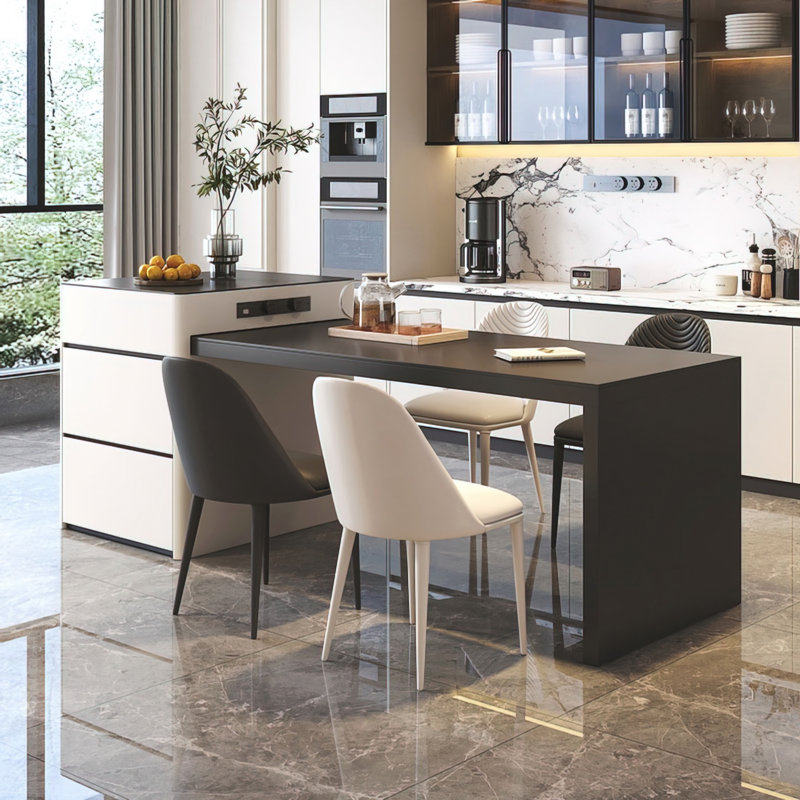 5-Piece Modern Dining Set, 64"-83" Rectangular Table With 4 Chairs