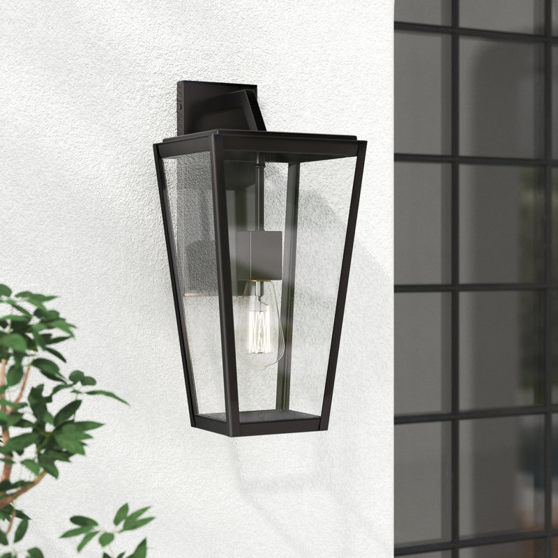 Breton English Bronze Outdoor Wall Lantern, 16.375" H x 8" W x 8" D