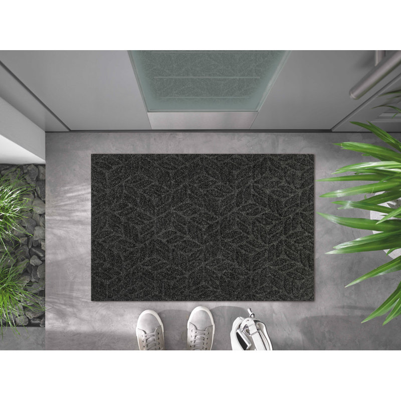 Non-Slip Christmas Indoor Doormat, Rectangular 60 x 90cm, Black