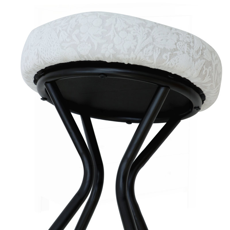 29'' Floral Print Counter Height Bar Stool with Footrest, Set of 2, Upholstered Round Barstools for Kitchen and Dining Room