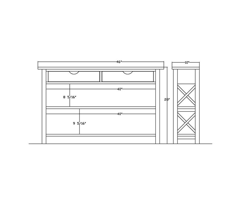 Hagen 46'' Console Table, Gray, White